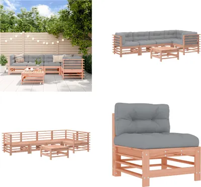 Image de vidaXL 6 pcs. Garden Lounge Set with Coussins Massif Wood Douglasie - Garden Lounge Set - Garden Lounge Sets - Lounge Set - Outdoor Lounge Set