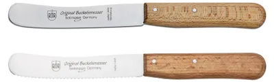 Produktbild von RÖR Buckelsmesser + mit Wellenschliff 2-tlg mit Buchenholzgriff - das perfekte Messer für den Esstisch - 22,0 cm - 10280-2