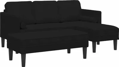 Produktbild von vidaXL Sofa Set mit Kissen 2 pcs Schwarz Polyester