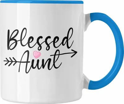 Produktbild von Trendation - Blessed Aunt Tasse Geschenk für Tante Geschenkidee beste Tante (Blau)