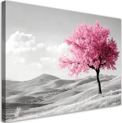 Produktbild von Leinwandbild Rosa Baumlandschaft 120x80 Feeby Rosa bild für die wand bereit zum aufhängen