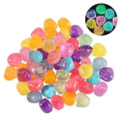Zdjęcie produktu dla Świecące kamienie fluorescencyjne żywica dekoracja ogrodu 50 szt.