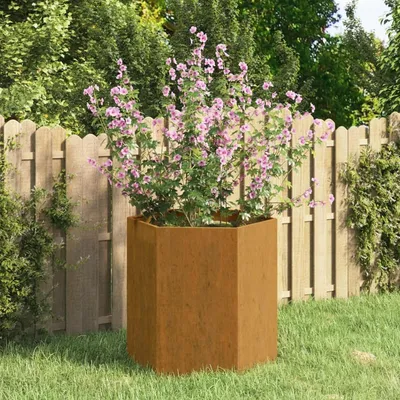 Produktbild von ZEYUAN Pflanzkübel aus Kortenstahl, Pflanzkasten, Blumenkasten, Blumenkübel, Blumentopf, Pflanztrog, Pflanzkiste und Tomatenkübel, Grau, 40x40x45 cm