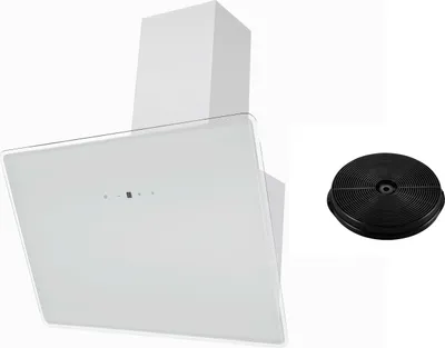 Produktbild von Dunstabzugshaube kopffreie Schräghaube 60 cm Umluftset Weiß LED Respekta