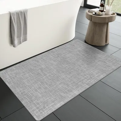 Image de Tapis de bain antidérapant, paillasson de douche, séchage rapide, absorbant, gris foncé, 50 x 80 cm