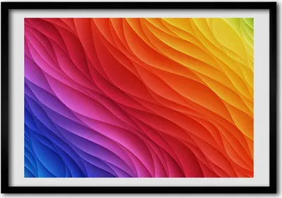 Produktbild von Bild - Bilder - Bilderrahmen - 70 cm x 50 cm - MDF-Rahmen, Wandkunst bunte Wellen