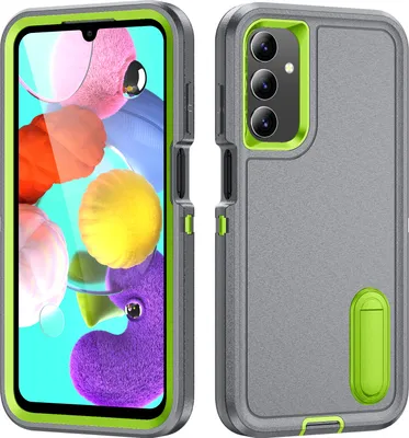 Produktbild von Hülle für Samsung Galaxy A15 5G/4G Hybrid Dreilagige Robust Stoßfest Schwerlast Schutzhülle mit Ständer Grau