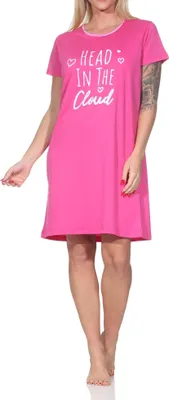 Produktbild von Normann Damen kurzarm Nachthemd mit Frontprint ; pink , 48