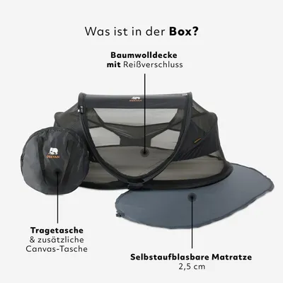 Produktbild von DERYAN Baby Luxe Reisebett inkl. selbstaufblasbarer Matratze – Schwarz