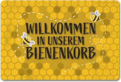 Produktbild von Willkommen in unserem Bienenkorb - Fußmatte in 40x60 cm ohne Rand mit