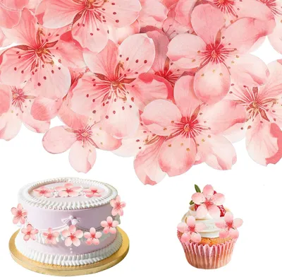 Produktbild von Essbare Tortendekoration – Set mit 50 Stück – Blumen – Essbare Blumen für Torten – Essbar – Hochzeit – Geburtstag – Rosa