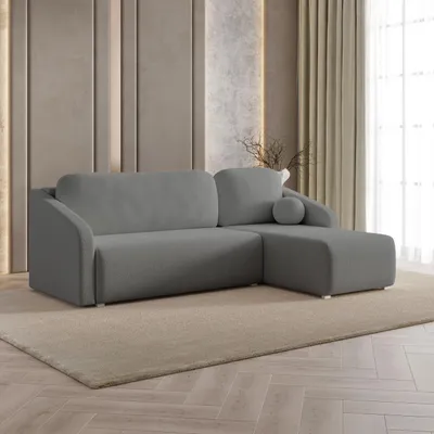 Produktbild von Masseno Ecksofa MARELLO mit Schlaffunktion L-Form, Sofa mit Bettkasten, Wohnzimmersofa, Couch, Soffa, Bettsofa, Couchgarnitur- Grau, QUELLE 92