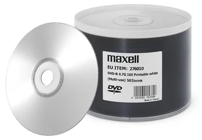 Produktbild von MAXELL DVD-R 4,7 GB, 50 Stück mit geröstetem Kuchen (Spindel), Max. Vorkasse 16X, 120 Min. Vor