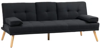 Produktbild von HOMCOM Schlafsofa, 3-Sitzer-Schlafcouch mit Klappbarem Tisch, Becherhalter, Grau