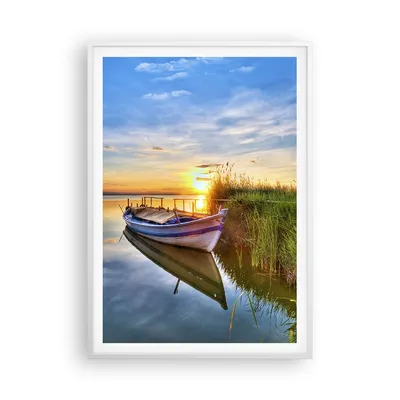 Produktbild von Gerahmtes Poster - Weißer Rahmen - See Boot Wasser - 70x100 cm - Wand Bild - Wanddeko - Wandbilder - Kunstposter - Wandposter - Bilderrahmen - Bilder - Kunstdruck - Wandbild - P2WPA70x100-3950