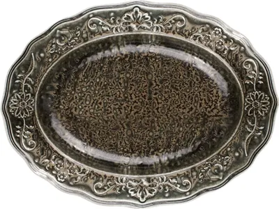 Produktbild von VERLO POEM WETLANDS Ovale Servierplatte 32x24 cm – Großer Ovaler Teller in Dunkelgrün, Elegantes Modernes Design, Hochwertige Keramik, Ideal zum Servieren von Speisen und Vorspeisen, Stilvolles Geschirr, Spülmaschinenfest
