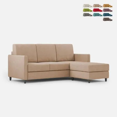 Produktbild von 3-Sitzer Sofa gepolstert in Stoff mit Hocker im modernen Stil Karay 180 - Beige