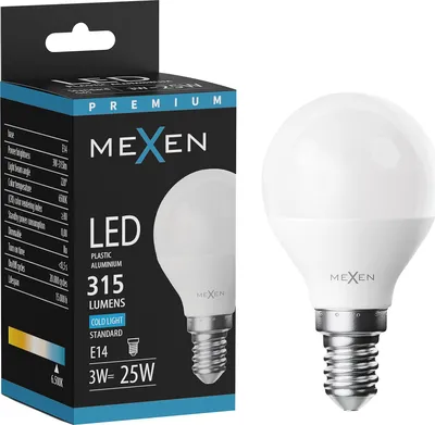 Obrázek produktu pro Mexen Nova LED žárovka E14, G45, 3W, Studená - 6500K, 315 lm - L101-E14-0365-01