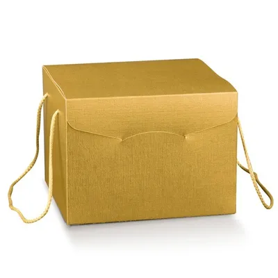 Zdjęcie produktu dla Luksusowe pudełko upominkowe wykonane z papieru artystycznego ze sznurkiem GOLD, rozmiar 24,5x24,5x18 cm, 30 szt.