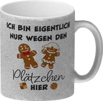 Produktbild von Lebkuchenmännchen Glitzer-Kaffeebecher mit Spruch