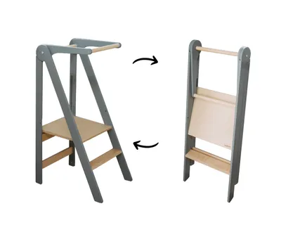 Immagine prodotto di leg&go Torre di apprendimento pieghevole con barra di sicurezza rimovibile, in legno, grigio