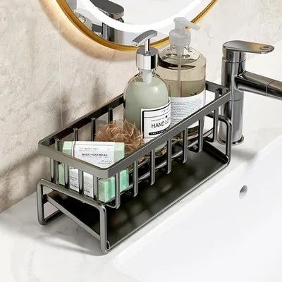 Immagine prodotto di Portaservizi in acciaio inossidabile per cucina con panno, spazzole, spugna e sapone