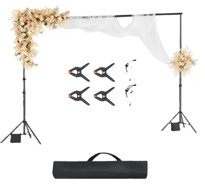 Productafbeelding van VEVOR Achtergrondstandaard Verstelbare Foto Achtergrondstandaard (Achtergronddoek: 300 x 300 cm), Draagbare Achtergrondstandaard met 2 Statieven, Schermstandaard voor Productfotografie Studiofotografie
