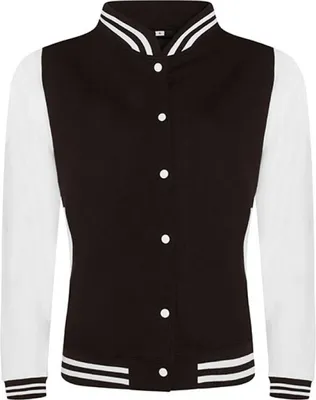 Produktbild von Just Hoods JH043 | Varsity Jacket / College Jacke - Farbe: Jet Black/White - Größe: 3XL