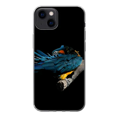 Produktbild von MuchoWow® Handyhülle Schutzhülle Hülle für iPhone 13 Vogel - Federn - Zweig - Schwarz Silikon Softcase Handy Hülle - Karteninhaber