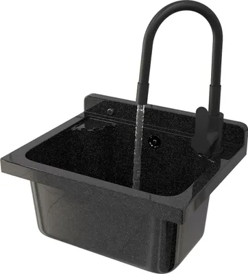 Produktbild von Granitan - Waschbecken - Ausgussbecken - 77x41x34 cm - Schwarz - mit Armatur GRADO und Siphon - LOMA