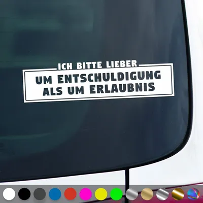 Produktbild von PantherPixel Erlaubnis Aufkleber Verzeihung Entschuldigung Sticker Auto Geschenkidee Farbe Weiss