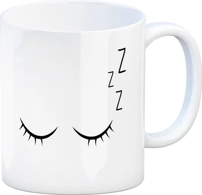 Produktbild von Tassengesichter Kaffeebecher mit schlafendes Gesicht Motiv Tasse Kaffeebecher