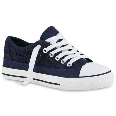 Produktbild von VAN HILL Damen Sneaker Low Schnürer Strick Schnür-Schuhe 840230, Farbe: Dunkelblau, Größe: 36