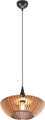 Produktbild von lightling Calvino Pendelleuchte, Ø 40 cm, höhenverstellbar bis max. 150 cm, anthrazit Metall, Holzelemente, E27, max: 40W