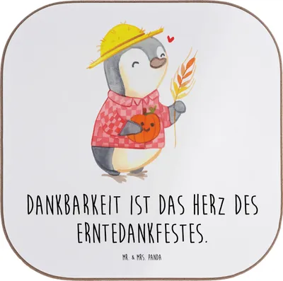 Produktbild von Mr. & Mrs. Panda Untersetzer für Gläser Erntedankfest Dankbarkeit - Weiß - Geschenk, besondere Anlässe, Coaster, Tischuntersetzer, Tasse, Wertschätzung, Events, Feiertag