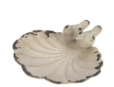 Imagen del producto de Bandeja decorativa "Meander" con diseño de pájaros, estilo antiguo, color blanco, dimensiones 11x11x3,5 cm