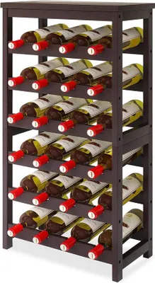 Produktbild von Holzbrettregal mit 24 Fachern - Freistehendes Tischmodell - Braun - 6-Schicht