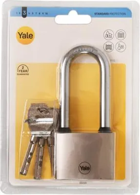 Produktbild von YALE Y112/30/137/1 Gusseisen-Scheibenvorhängeschloss mit langem Bügel, silber