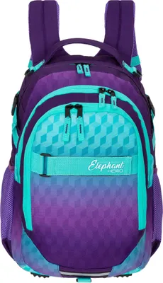 Produktbild von Schulrucksack 3 Teile Set Elephant Hero Signature Rucksack Schulmappe Mädchen Schulrucksackset Held Premium 12868 rsm Violet Cube (Lila-Türkis)