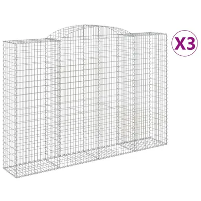 Produktbild von Gabionen mit Hochbogen 3 Stk. 300x50x200/220cm Verzinktes Eisen