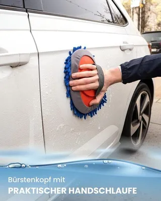 Produktbild von Famanu Waschbürste für Autos und Wohnmobile - Teleskopstiel, Mikrofaserkopf