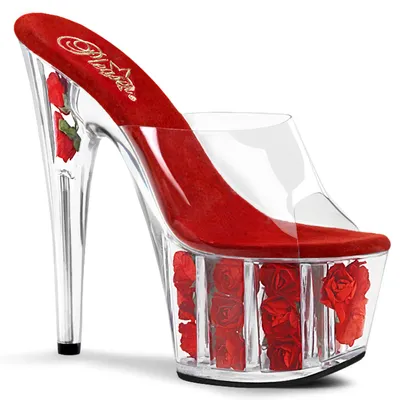 Produktbild von ADORE-701FL Damen Slipper von Pleaser, Transparent Rot , EU 41, US 11
