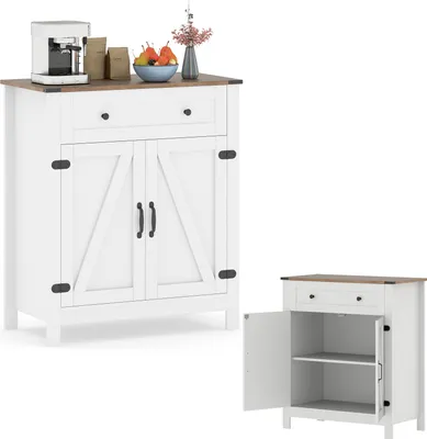 Immagine prodotto di KOMFOTTEU Mobile da cucina con 1 cassetto, credenza a 2 ante, mobile buffet con ripiano regolabile, 3 livelli, mobile contenitore per sala da pranzo, soggiorno, 80 x 40 x 92 cm