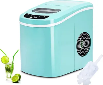 Produktbild von Eiswürfelmaschine mit 2,2L Tank, 12kg/24h, 9 Eiswürfel in 6 min, Ice Maker mit Eiswürfelschaufel & Eiskorb, Eiswürfelbereiter 2 Würfelgrößen (Grün)