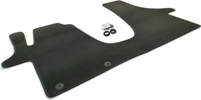Immagine prodotto di Tappetino adatto per VW T5 T6 Multivan Bus Caravelle California (2 posti anteriori) Tappetino auto Premium Tappeto nero anteriore 1 pezzo - Cucitura: argento