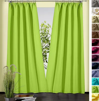 Produktbild von heimtexland ® Dekoschal Baumwolle Uni Gardine Kräuselband Schlaufen Vorhang Blickdicht Natur  Typ625 Bandschal HxB 230x135 cm Kiwi