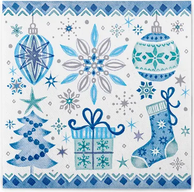 Produktbild von Sovie HOME Weihnachtsserviette Jolina in Blau aus Linclass® Airlaid 40 x 40 cm, 12 Stück
