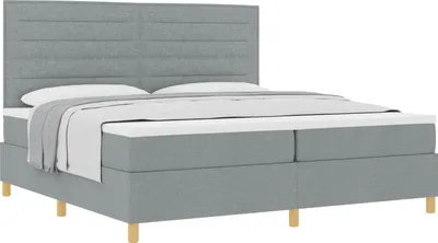 Produktbild von vidaXL Boxspringbett mit Matratze Hellgrau 200 x 200 cm Stoff