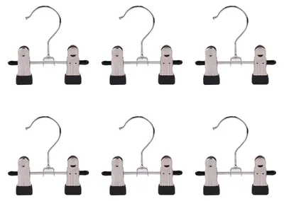 6 Hosenhänger mit verstellbaren Clips, 11x12 cm, silber