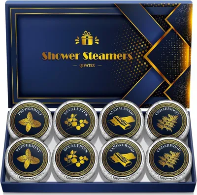 Image de Qivatex Bombes de douche Set cadeau hommes 8 pièces Aromathérapie SPA Soulagement du stress Détente Calendrier de l'Avent